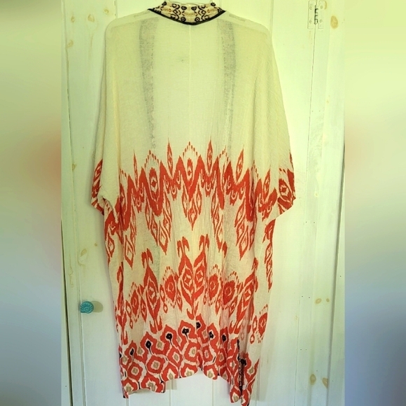 Chico's Lightweight Printed Gauzy Cardigan Kimono Duster Sweater - Picture 10 of 11